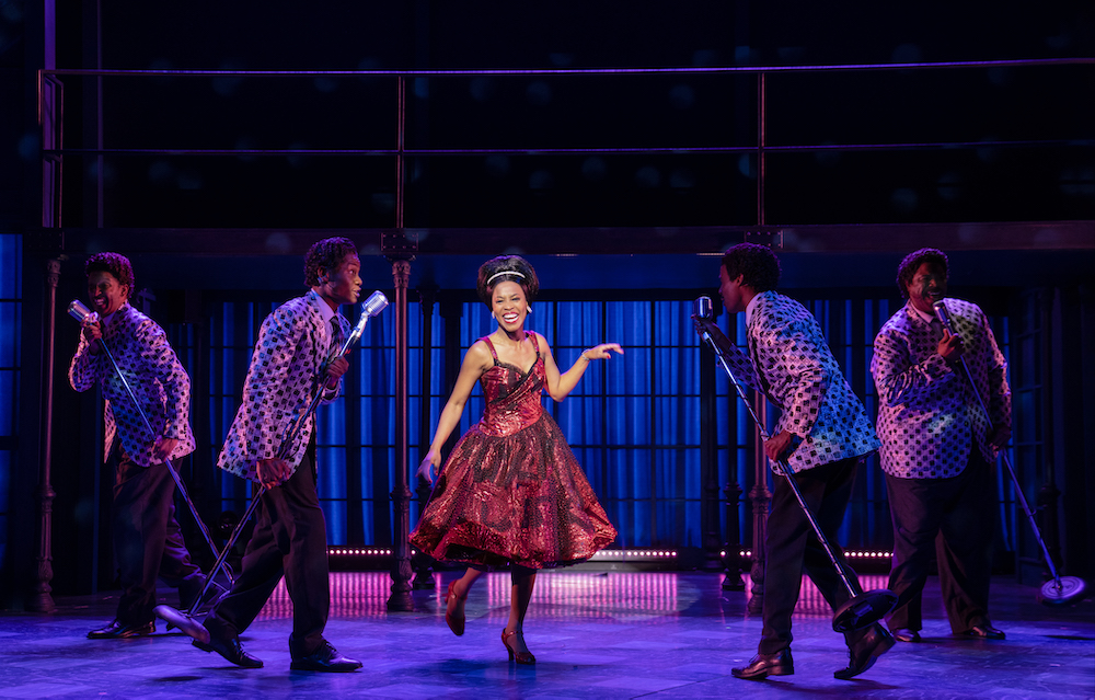 Valisa LeKae, AJ Davis, Jamonté, Lawrence Dandridge and Eric B Turner in Rock & Roll Man. Image: Joan Marcus.