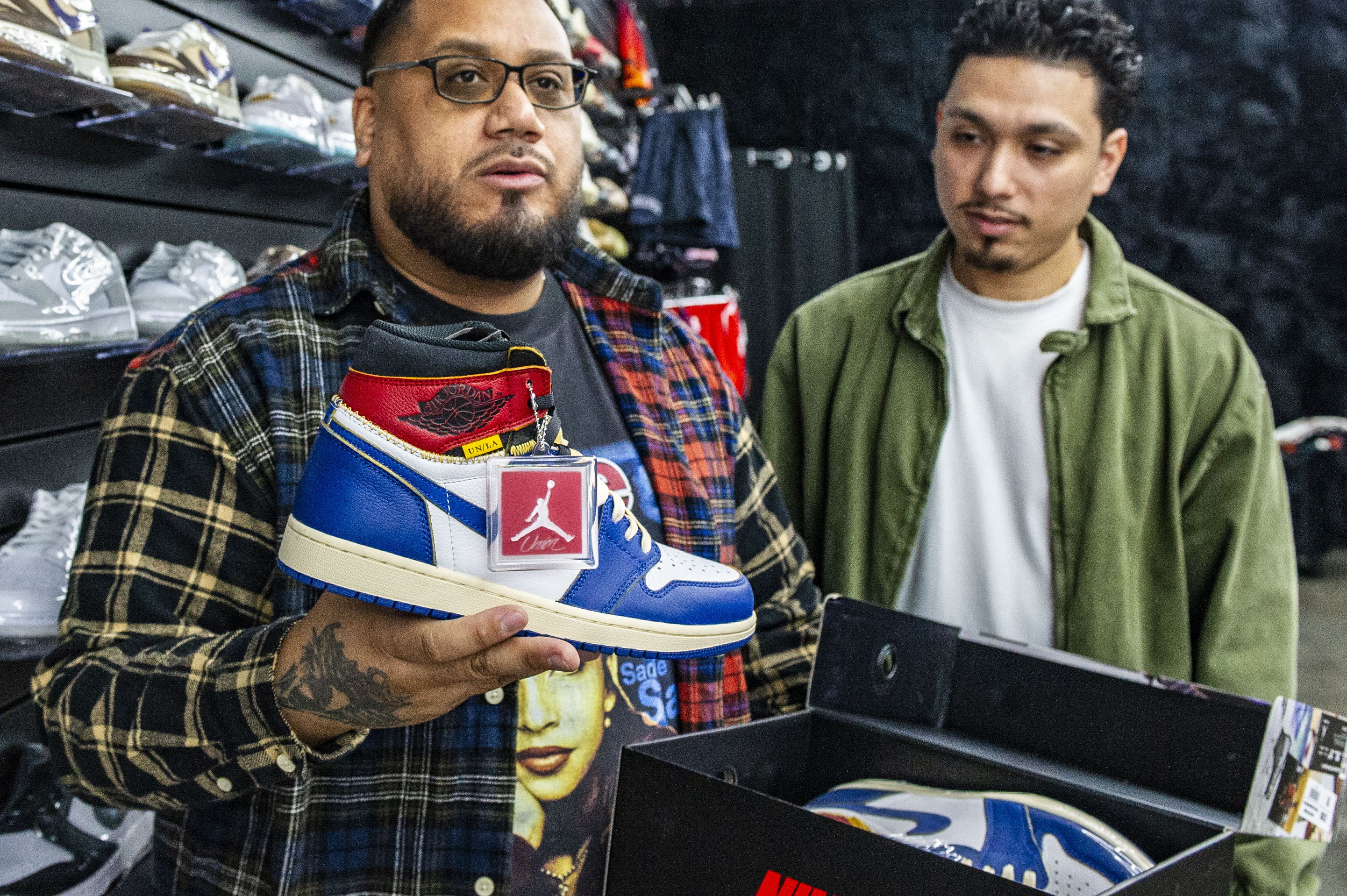 Terry Calhoun and Joshua Solis, describe the Air Jordan 1 Union that retailed for $190 in 2018 and now have a market value of $1500.  