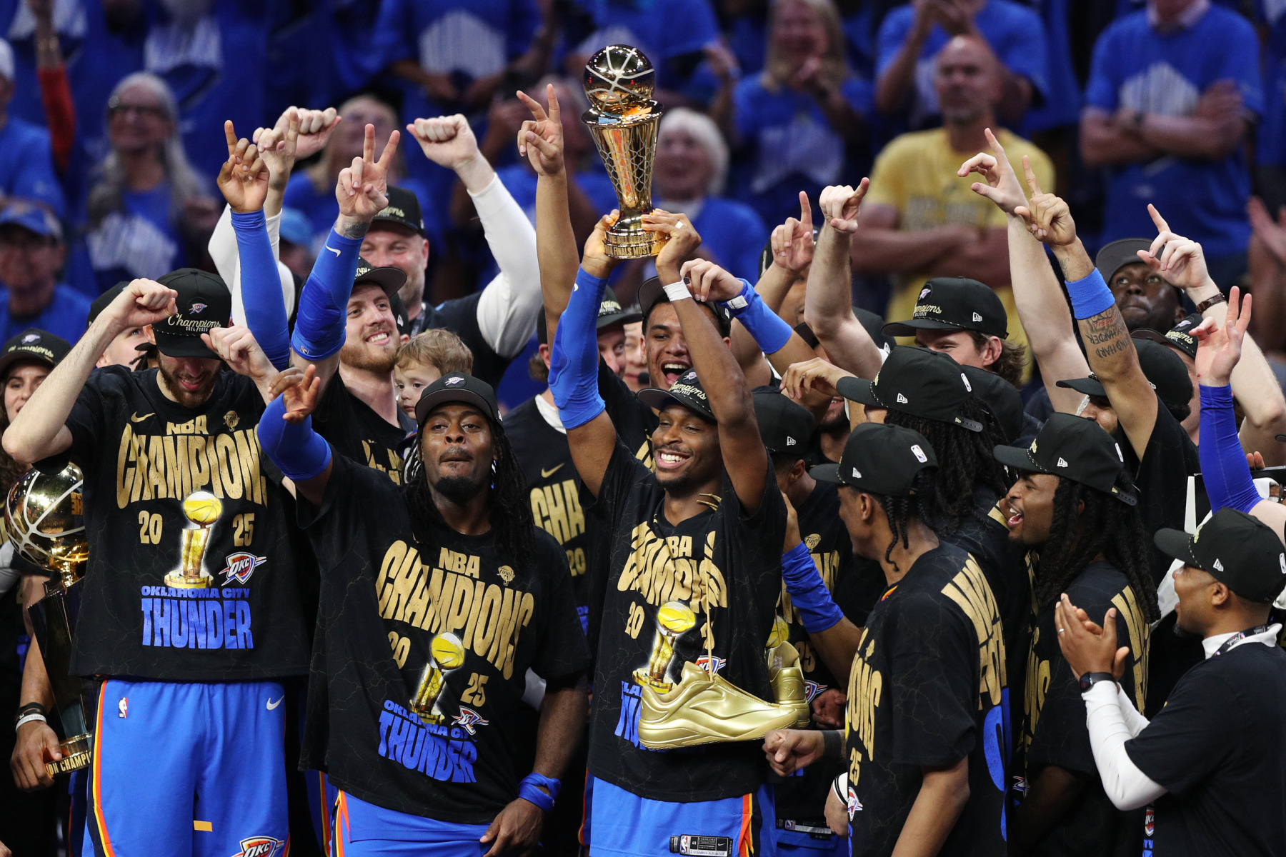Oklahoma Thunder celebrate the NBA Finals championship