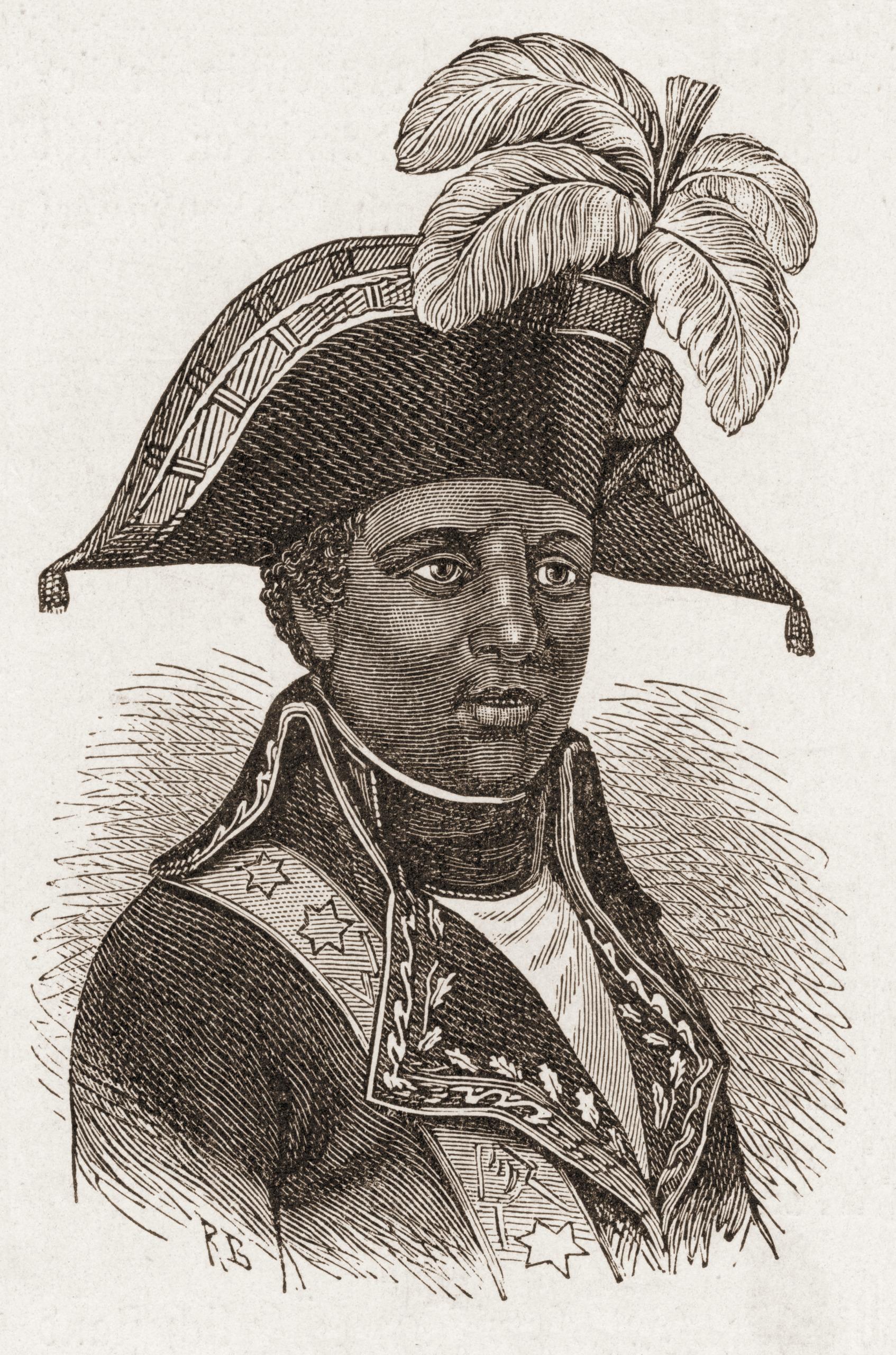Wood engraving of Haitian military commander General Toussaint Louverture 