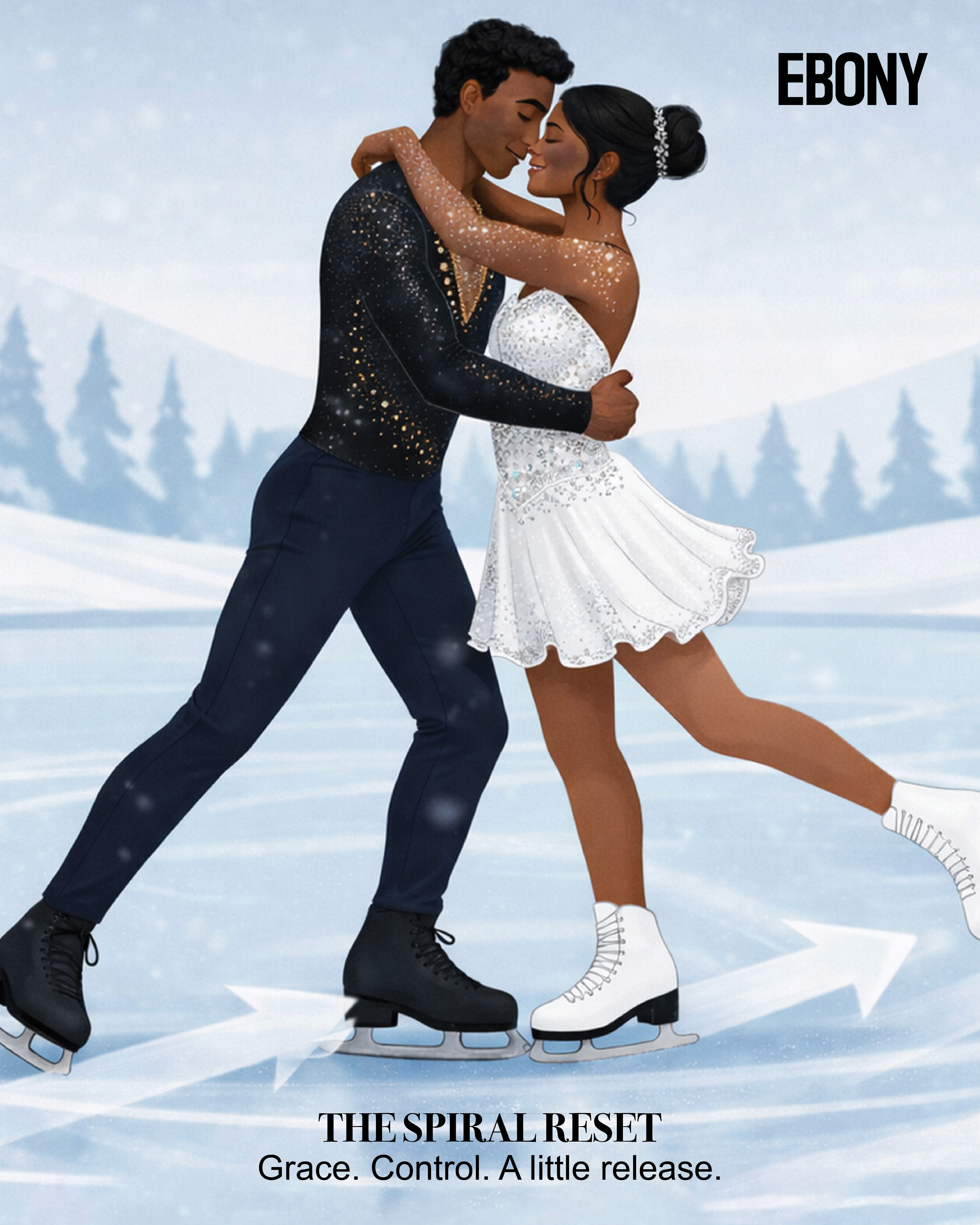 A couple dances on ice.