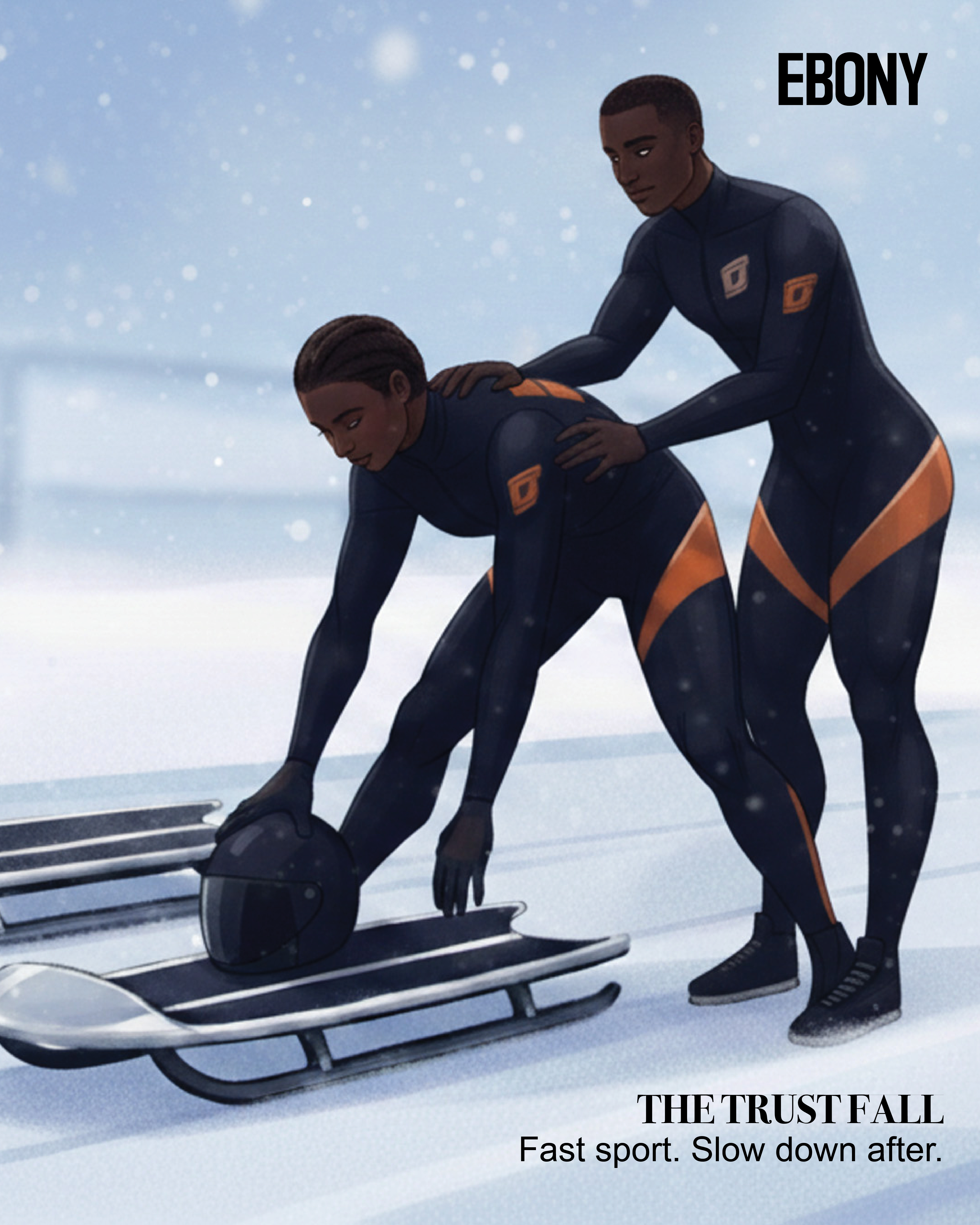 Two luge riders initmately prepare to take off