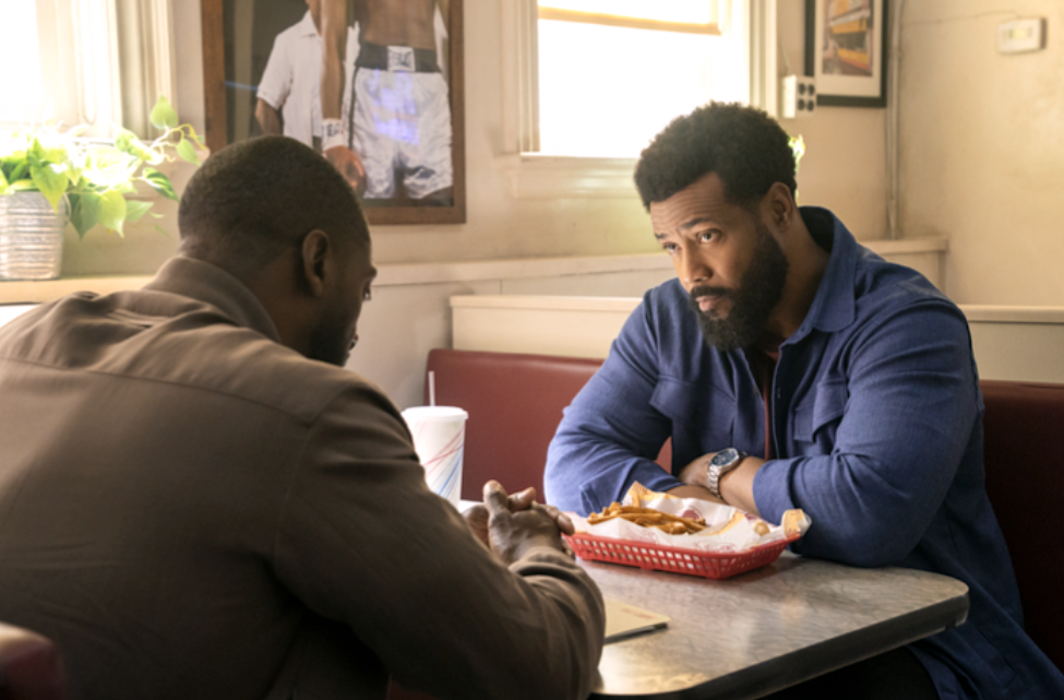 Aldis Hodge and Isaiah Mustafa on 'Cross.' Image:  Ian Watson/Prime
