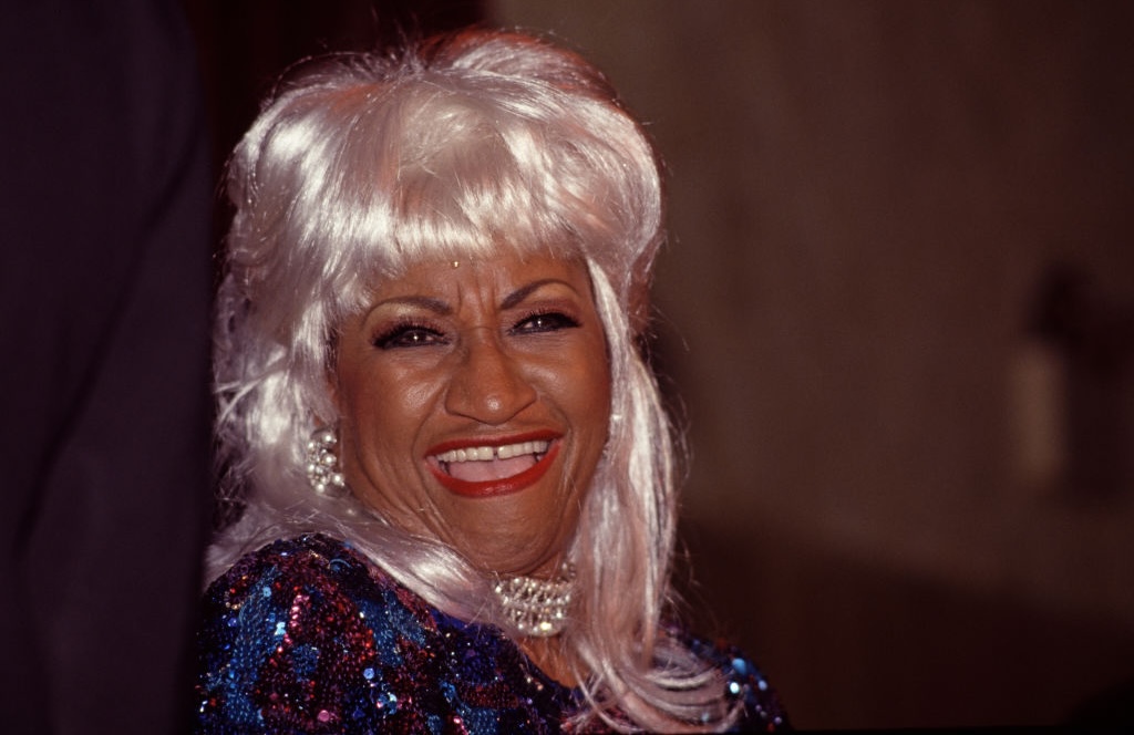 Cuban singer Celia Cruz (1925 - 2003) performs onstage at SOB's nightclub, New York, New York, November 17, 1997. (Photo by Rita Barros/G