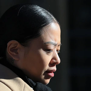 Artist Sophia Wei, also known as "Pookie", departs after her arraignment hearing. Image: Michael M. Santiago/Getty Images