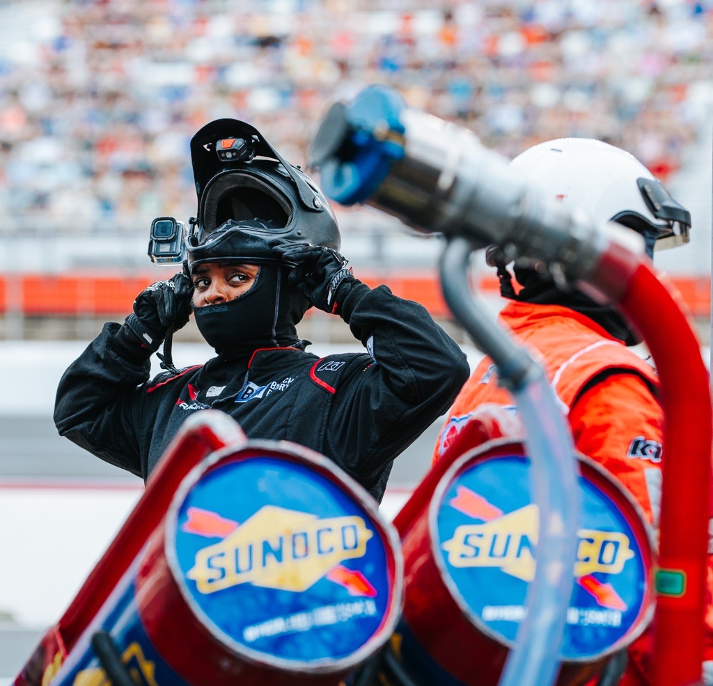 Brehanna Danies suits up before the race.