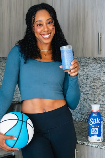 Monique Billings with Silk Protein shake.