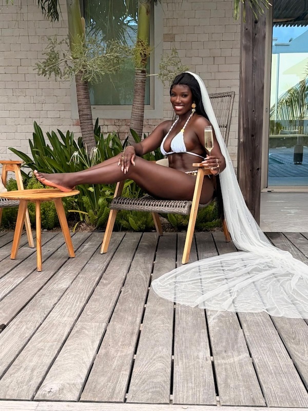 Bozoma Saint John's Boz's Bach & Bougie Bachelorette party - whit bikini and veil