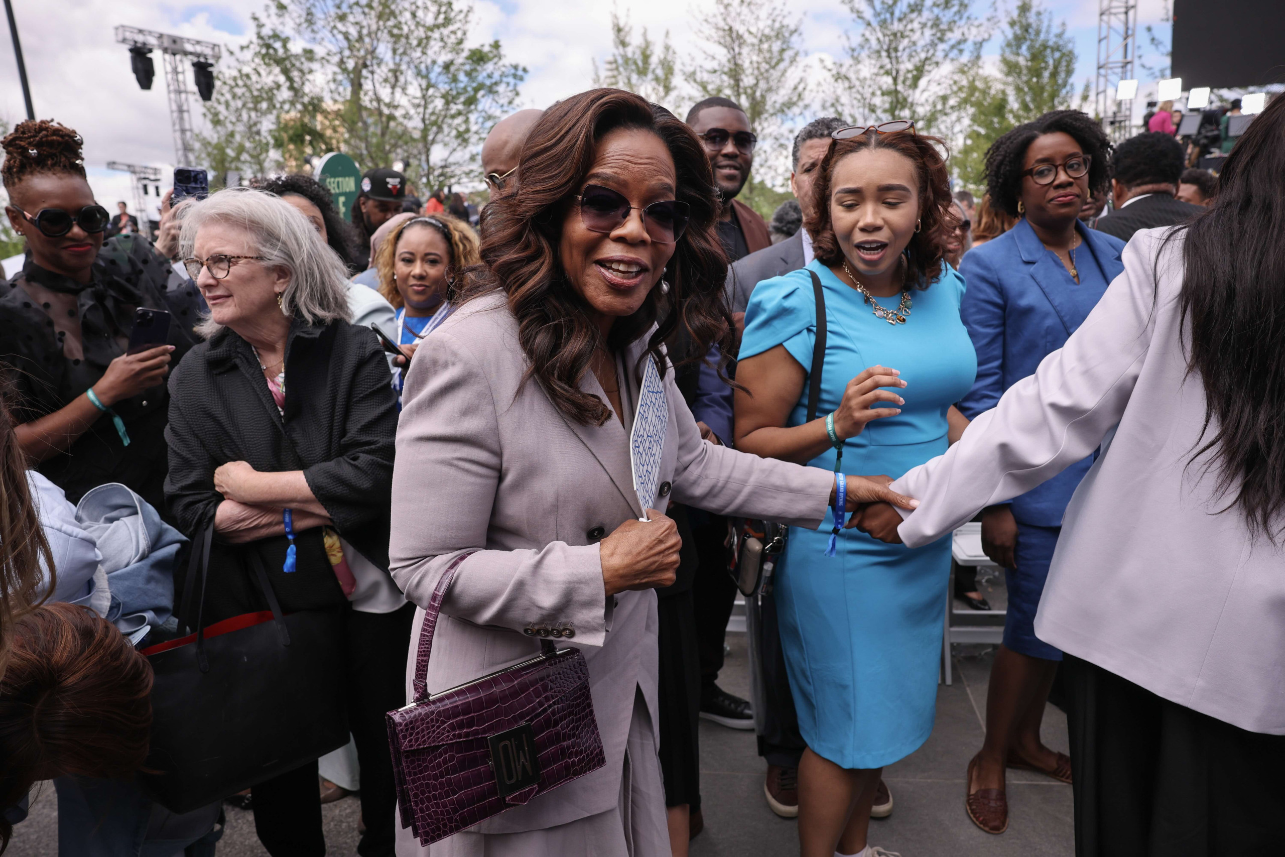 Oprah Winfrey. Tyler Perry. Jon Baptiste. Mellody Hobson and George Lucas. Barack and Michelle Obama. Image: Getty Images