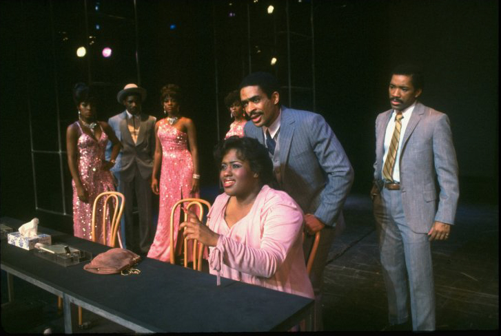 Jennifer Holliday (3R) singing "And I Am Telling You I'm Not Going" in a scene from the Broadway production of the musical "Dreamgirls".
