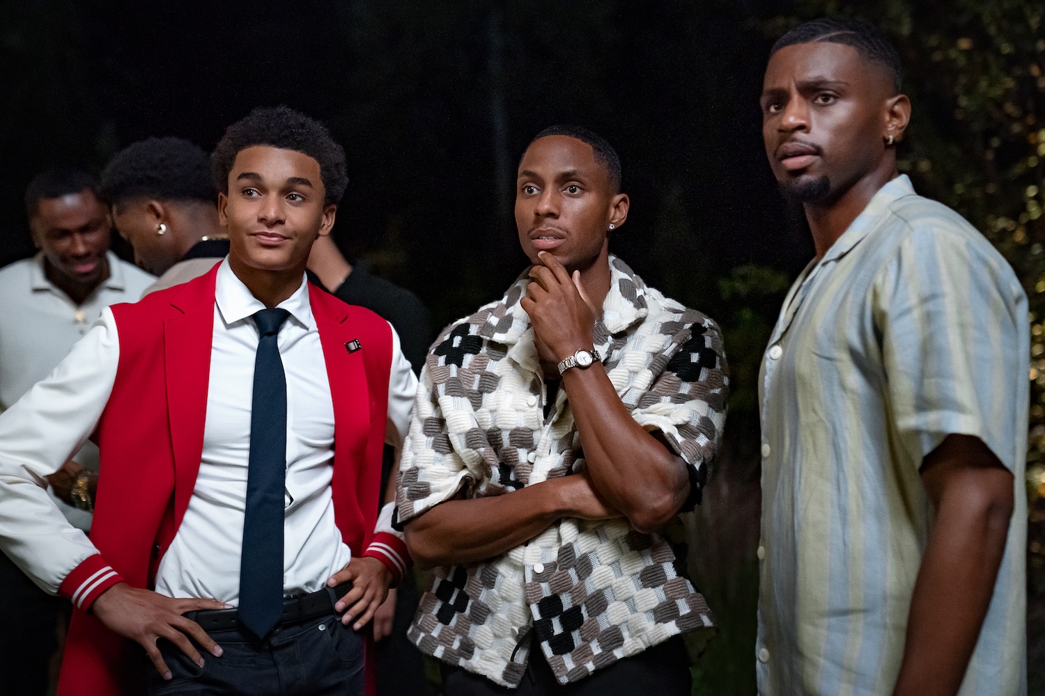 Jaden Michaelm Charles L. Smith and Everett Osborne in Why Did I Get Married Again? | Credit: Chip Bergmann/Perry Well Films 2/Netflix