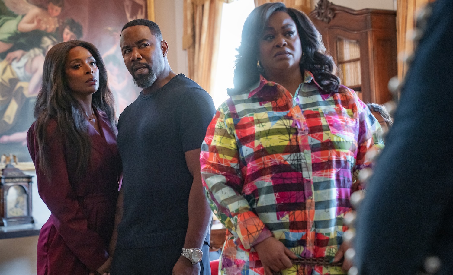(L-R) Tasha Smith, Michael Jai White and Jill Scott as Sheila in Why Did I Get Married Again? 