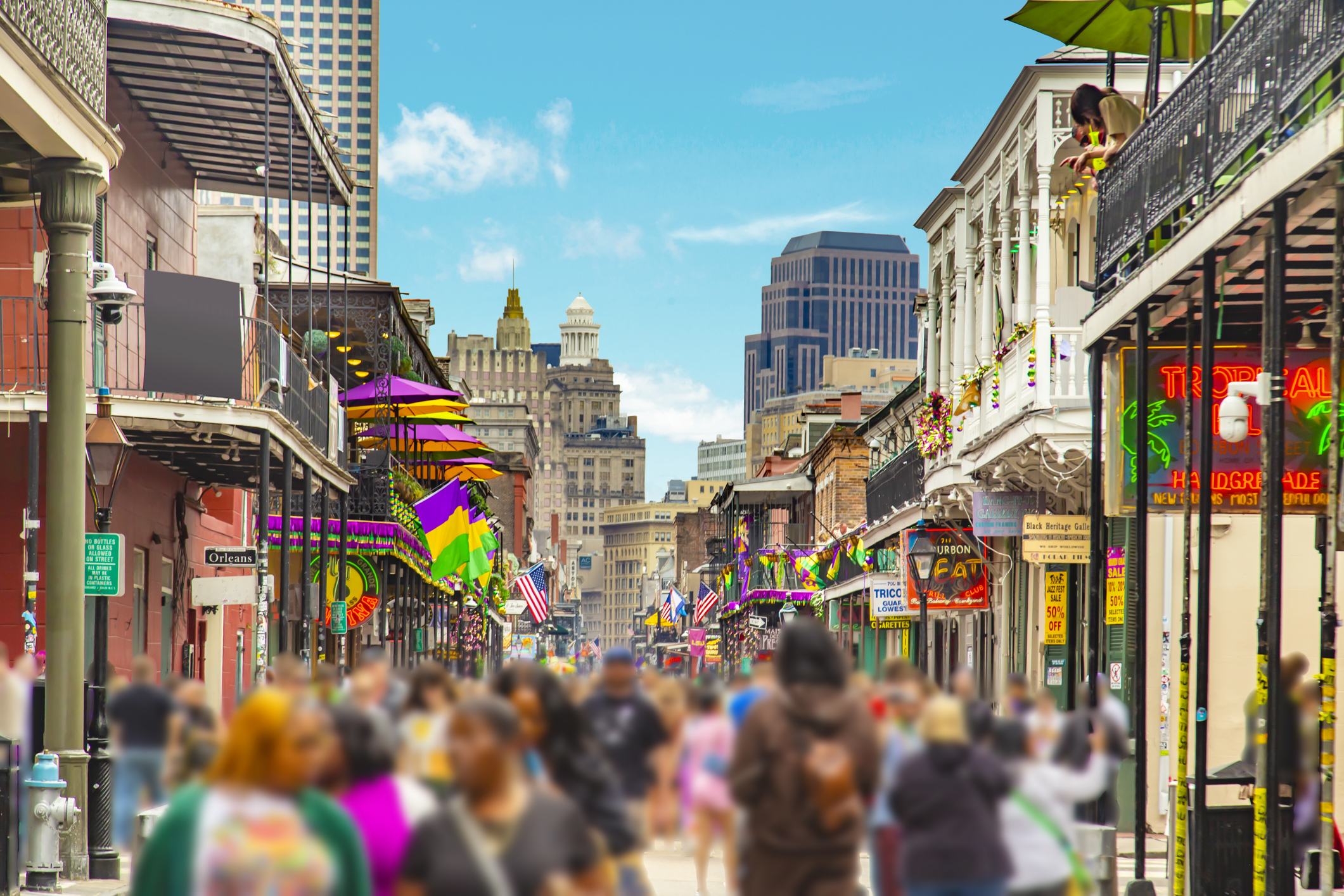 Crowds on Bourbon Street - New Orleans, Louisiana